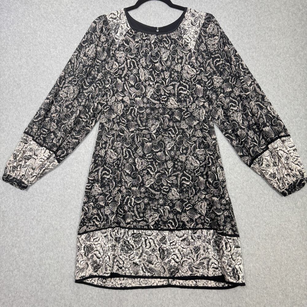 by Anthropologie Women's Dark Floral Velvet Burnout Dress Sz S Black Cottagecore